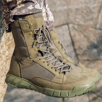 Мужские уличные тактические ботинки для пустыни армейского зеленого цвета, сверхлегкие дышащие весенне-осенние походные тренировочные ботинки, Армейские военные ботинки