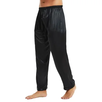 Мужские однотонные дышащие Мягкие плавки для сна с имитацией шелка и атласа, Пижамные брюки, пижамная одежда, брюки для сна, одежда для сна.