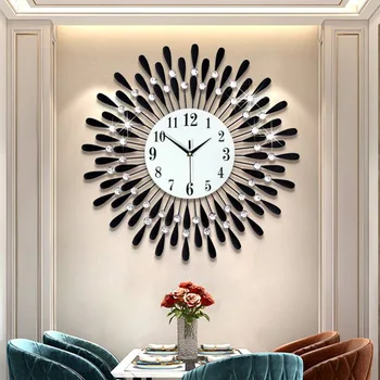 Бесшумные настенные часы Crystal Sun в современном стиле 38x38 см, украшение стен гостиной, офиса, дома