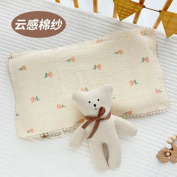 Детское полотенце-подушка с милой вышивкой, дышащий, впитывающий пот хлопок для маленьких девочек и мальчиков, Пылезащитный чехол, полотенца, постельное белье для малышей