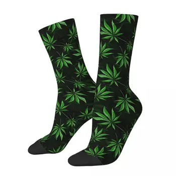 Забавный сумасшедший носок для мужчин Green Leaf в стиле хип-хоп Харадзюку с бесшовным рисунком для мальчиков, повседневный подарок