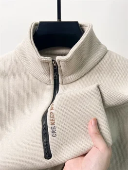 Роскошный мужской шерстяной свитер однотонного цвета, толстый свитер на молнии, теплый модный топ, высококачественная мужская одежда с высоким воротом